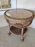 (1 of 4) All Weather Wicker MARBLE TOPPED Side table