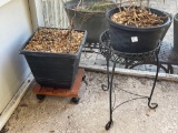 TWO POTS AND PLANT STAND and ROLLER BASE