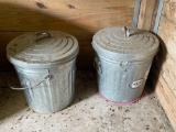 TWO 10 GALLON GALVANIZED GARBAGE CANS