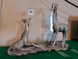 Heavy Pewter Giraffe picture stand, holds 5x7 photo