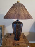 Very nice URN VASE look Table lamp with reed wrapped shade
