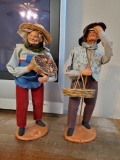 SIGNED (2) S. Jouglas Hand-Painted Terracotta Figurines, France
