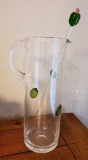 Tall Glass Cocktail Pitcher with stirrer and Glass olives