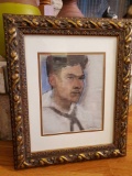 SIGNED, Nicely Framed Charcoal Portrait of a Sailor