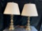 Pair of WESTWOOD INDUSTRIES heavy two tone BRASS DUAL LIGHT TABLE LAMPS