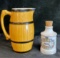 Vintage Old Water Pitcher Farm Jug, Cider Jug, Made in Germany, Pretty Cologne Decanter with Cork