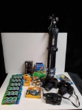 PHOTOGRAPHY GROUPING INCLUDING NEW UNUSED FILM, KODAK, KONICA, FUJIFILM, WITH TRIPOD