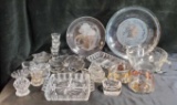 LARGE GLASS GROUPING, GILDED EDGE, SMALL, TRAYS