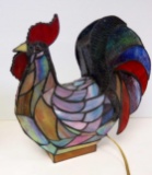 STAINED GLASS ROOSTER LAMP