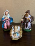 Vintage Nativity Christmas Set - Chalkware - Japan - Mary Baby Jesus Joseph
