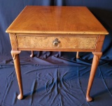High Style Burled Walnut or Maple Side Table