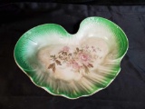 OLD RARE Sevres Porcelain Heart-Shaped Scalloped Rose Pattern Bowl
