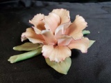 Vtg Capodimonte Iris Flower Porcelain Pink Peach Italy Hand Sculpted Flower marked 