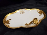 Limoges France W.G & Co. Gold Gilding Handle Dish with Monogram
