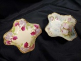 Pair of Royal Rudolstadt Prussia Orchid, and Roses, Hand Painted Dishes with B & Star on Bottom
