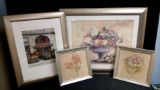 (4) Nice Framed Art, Neutral Colors, Floral And Paris