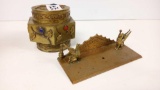 Pair of Brass, Chinese Tea Caddy and Old Interesting brass Dragon item