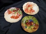 Trio of Antique Decorative plates including handpainted, Limoges France