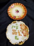 Pair of Antique handpainted decorative plates including T.V. France