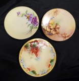 (3)Antique JPL Jean Pouyat Limoges France Hand Painted Plates Decorative plates