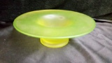 BEAUTIFUL VASELINE RIBBED FACE BOWL/CANDY DISH/CENTERPIECE