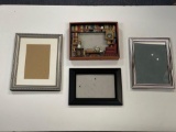(4) PHOTO FRAMES - BRUSHED NICKEL - BLACK - SILVER - LIBRARY - HOME DECOR