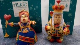 (2) VINTAGE '90S DEPARTMENT 56 ALICE IN WONDERLAND ORNAMENTS, queen of hearts, King of hearts