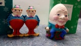 (2) VINTAGE '90S DEPARTMENT 56 ORNAMENTS, DUMB AND DEE (ALICE) AND HUMPTY DUMPTY