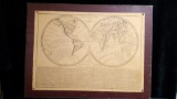 R. JUIGNE PUBLISHER, EUROPE, historical map of the world, mounted on wooden board