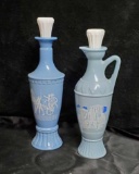 PAIR OF VINTAGE GRECIAN/CLASSICAL JIM BEAM DECANTERS, BLUE/WHITE