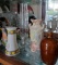 Vintage ceramics including etched glass vase, Czeckslovakia