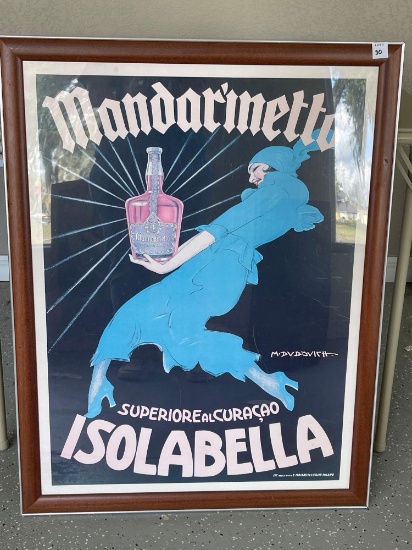 Vintage Large Advertising Mandarinetto Print M. Dudovich Framed - 1 of 4