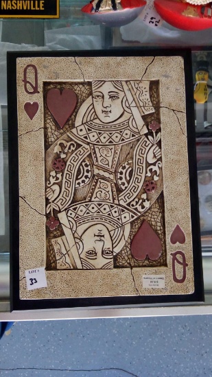 HEAVY QUEEN OF HEARTS LARGE TILE PLAYING CARD WALL HANGING