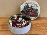 Tin of Collectibles- Vintage California Raisins