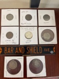 Lot of Silver Coins, Silver War Nickel, 1912 Silver Liberty 5-Cent Pieces, 1889 Indian Head and