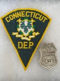Connecticut State Board of Fisheries and Game Badge - Patrolman #54 and Connecticut D.E.P. Patch