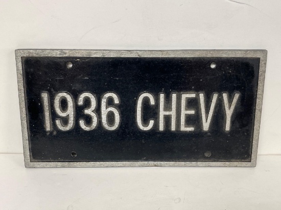 1936 CHEVY AUTOMOBILE TAG, heavy plate