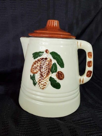 Vintage 10" American Bisque Pine Cone Coffee Pot Cookie Jar USA