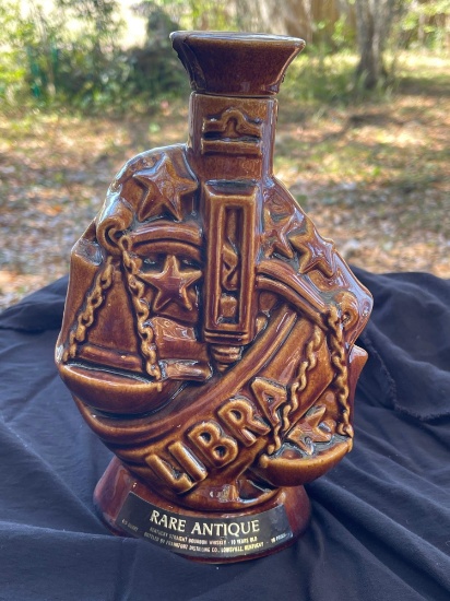 RARE ANTIQUE KENTUCKY BOURBON WHISKEY ZODIAC SERIES DECANTER, ARIES AND LIBRA