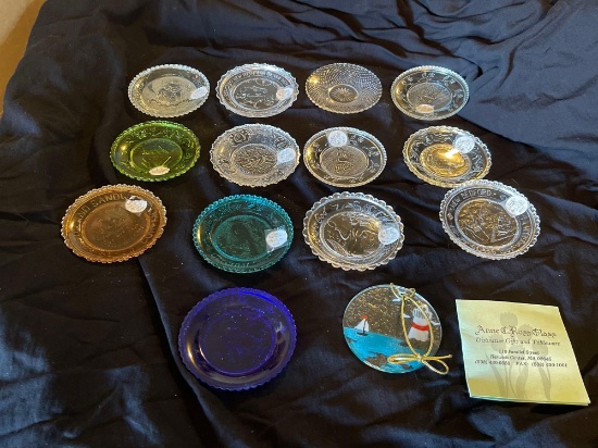 Large Collection - Vintage Pairpoint Glass Cup Plates including gift Glass