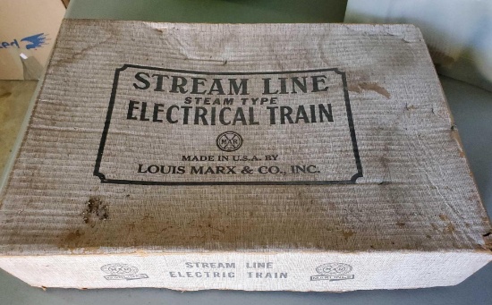 #4065 VINTAGE LOUIS MARX & CO STREAM LINE STEAM TYPE ELECTRICA TRAIN, IN BOX