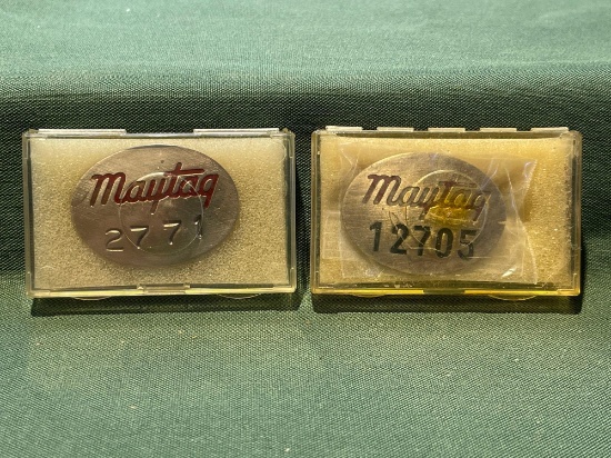 (2) Vintage Maytag Co. Employee badges, No. 2771, 12705