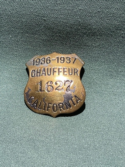 1936/1937 CHAUFFEUR BADGE, CALIFORNIA, No. 1627