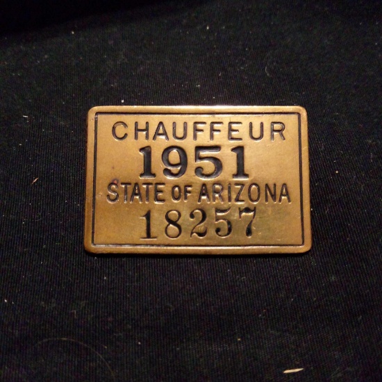 1951 LICENSED CHAUFFEUR BADGE, ARIZONA, No. 18257