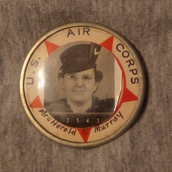 VINTAGE 1940/1950 US AIR CORPS EMPLOYEE/WORKER ID BADGE, MRS. HAROLD E MURRAY No. 2543