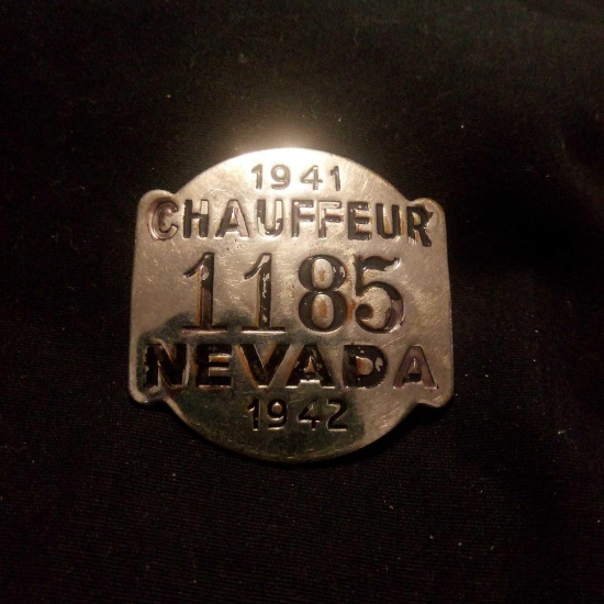 1941 / 1942 CHAUFFEUR BADGE, NEVADA, No. 1185