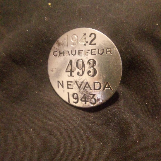 1942 / 1943 CHAUFFEUR BADGE, NEVADA, No. 493