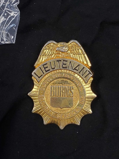 Vintage Badge - LIEUTENANT - BURNS SECURITY SERVICES