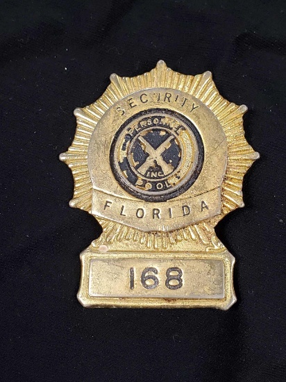 Vintage Badge - #168 SECURITY Personnel Pool FLORIDA