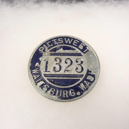 Vintage Pictsweet Employee/Worker Badge, No.1323, Waltsburg, WA